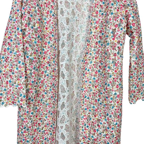 Catherine Malandrino | Floral Lace Long Sleeve Open Layering Duster Cardigan - Picture 5 of 9